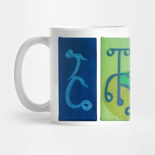 Blue Yellow and Green Dancers Mug